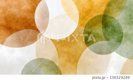 Abstract design featuring overlapping circles in saffron, white, and green colors, symbolizing Indian Independence Day. 130329289