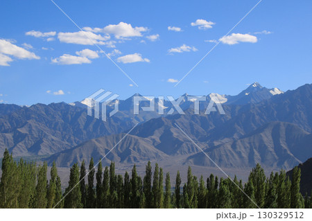 Zanskar Range seen from Shanti Stupa, Leh, India. 130329512
