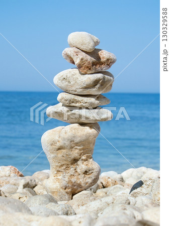 stack of stones on the beach stack of stones on the beach 130329588