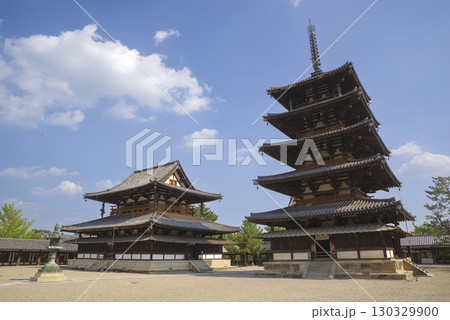 世界遺産 奈良・法隆寺の五重塔と金堂 世界遺産 奈良・法隆寺の五重塔と金堂 130329900