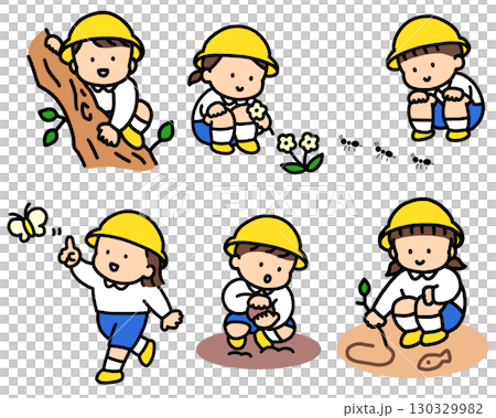 適合在戶外玩耍的兒童的可愛幼兒園套裝 130329982