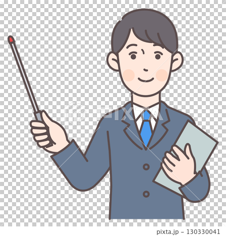 Male office worker with a pointer 130330041