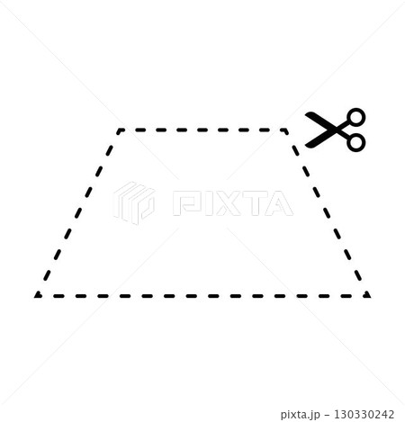 Cutting Trapezium/Trapezoid shape worksheet element for preschool and kindergarten 130330242