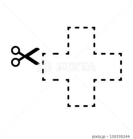 Cutting cross shape worksheet element for preschool and kindergarten 130330244