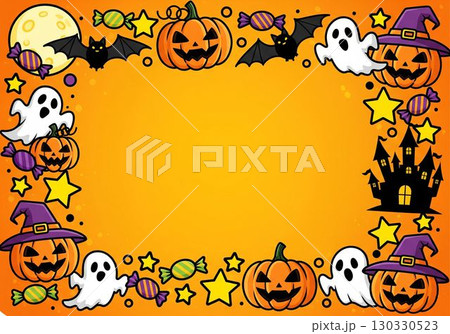 ハロウィンのかぼちゃと黒猫とお化けの装飾 ハロウィンのかぼちゃと黒猫とお化けの装飾 130330523