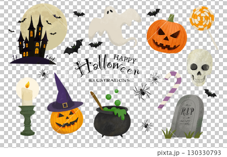 Halloween vector illustration set Halloween vector illustration set 130330793