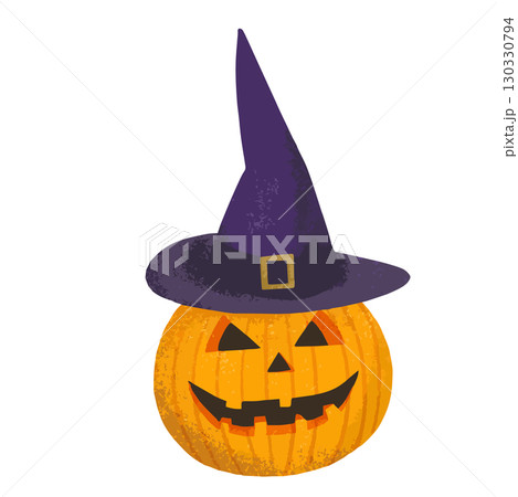 魔女の帽子を被ったハロウィンのかぼちゃ 魔女の帽子を被ったハロウィンのかぼちゃ 130330794
