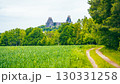 Trosky Castle ruins rise above lush greenery in Bohemian Paradise, Czechia. Visitors can enjoy hiking along paths that lead to stunning views of the historic site and surrounding nature. 130331258
