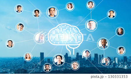 多国籍の人々とAIネットワークのコンセプト 130331353