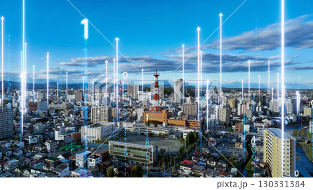 現代都市空撮と通信ネットワークのコンセプト 130331384