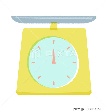 キッチンスケールのフラットイラスト。料理やパン作り、お菓子作りで計量するための秤。 130331516