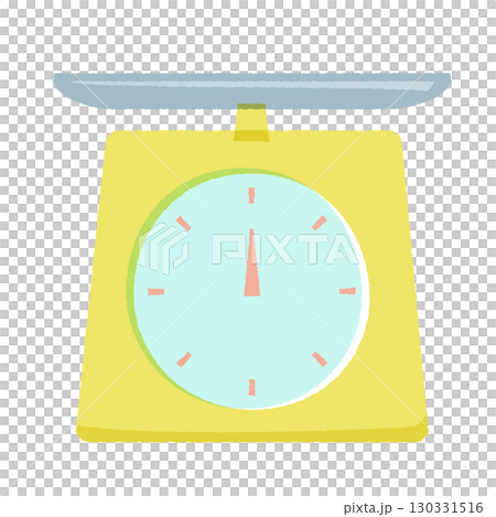 キッチンスケールのフラットイラスト。料理やパン作り、お菓子作りで計量するための秤。 130331516