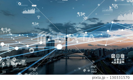 都市空撮とデータ通信ネットワークのコンセプト 都市空撮とデータ通信ネットワークのコンセプト 130331570