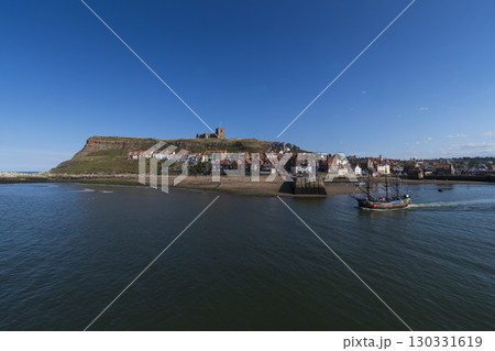 View across Whitby harbour on North Yorkshire coast 130331619