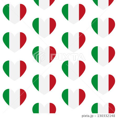 Vector seamless pattern of flat Italian flag heart 130332148