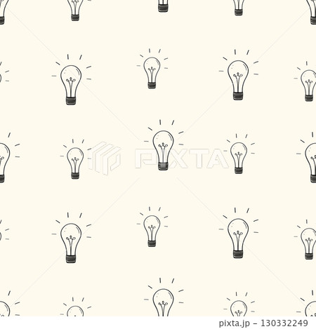 Seamless incandescent light bulb pattern. Background concept ideas, vector illustration of electricity. 130332249