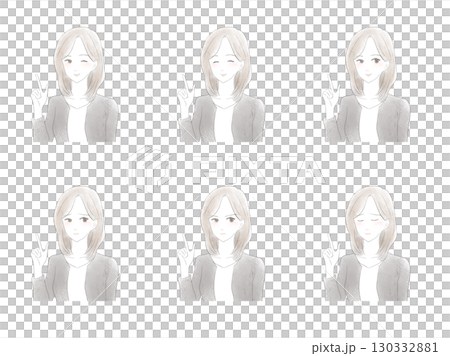 女商人風格的女人用手指指著臉部表情集 130332881