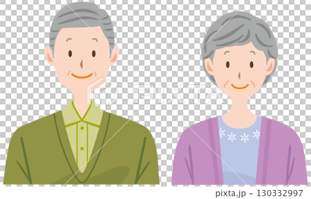 面帶微笑的老年夫婦面向前方-插圖圖標 130332997