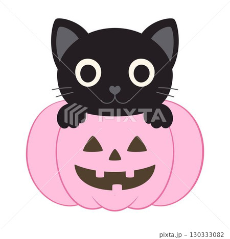 halloween black cat, flat style 130333082