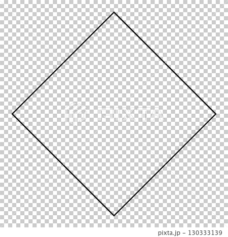 ひし形のイラスト　黒線　シンプル　正方形　ベクターpng透明 130333139