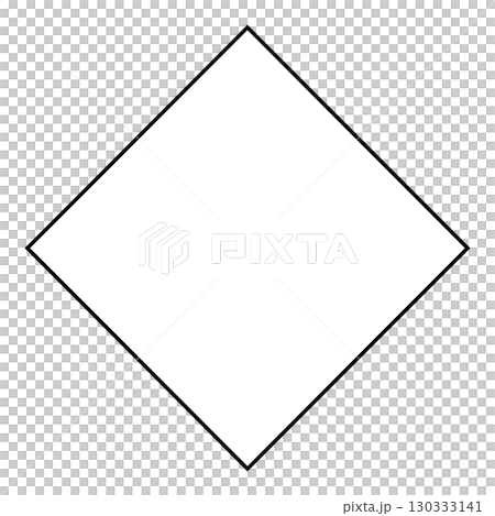 ひし形のイラスト　白黒線　シンプル　正方形　ベクターpng透明 130333141