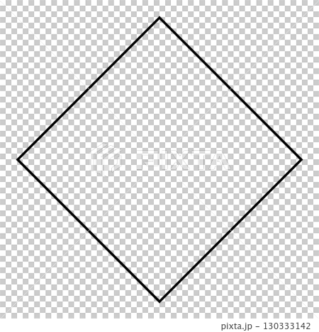 ひし形のイラスト　黒線　シンプル　正方形　ベクターpng透明 130333142