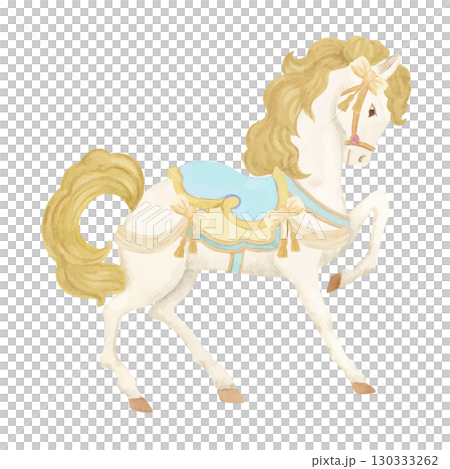 Colorful merry-go-round horse illustration 130333262