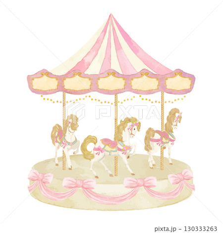 カラフルなメリーゴーランドのイラスト カラフルなメリーゴーランドのイラスト 130333263
