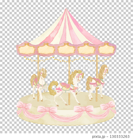 カラフルなメリーゴーランドのイラスト カラフルなメリーゴーランドのイラスト 130333263