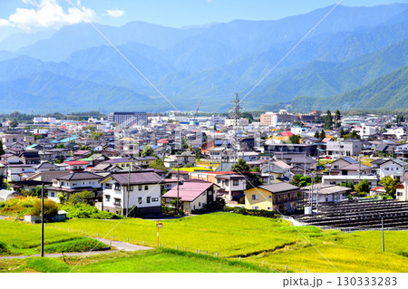 信濃大町駅周辺を北東方向より望む(長野県大町市)【2025.9】 信濃大町駅周辺を北東方向より望む(長野県大町市)【2025.9】 130333283