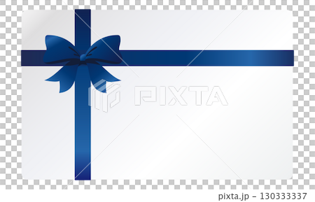 Illustration of a gift card with a blue ribbon 130333337
