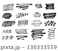 Set of hand-drawn marker scribbles and sketch lines. Perfect for design accents, textures, grunge overlays, and abstract decorations in creative projects. Vector 130333559
