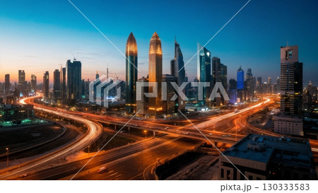 Traffic Flow Time-lapse, Urban Pulse, Connectivity, Dynamic Movement. Great for transportation, city life, data visualization 130333583