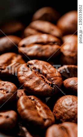 Coffee Bean Texture, Aromatic Detail, Richness, Morning Ritual. Perfect for food photography, culinary, sensory experiences 130333602