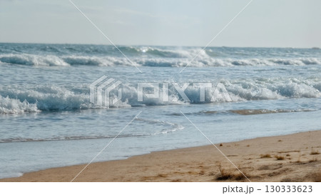 Ocean Wave, Fluid Motion, Coastal Energy, Hypnotic Rhythm. Great for relaxation, abstract art, nature themes 130333623