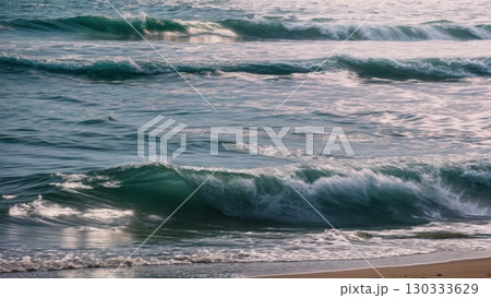 Ocean Wave, Fluid Motion, Coastal Energy, Hypnotic Rhythm. Great for relaxation, abstract art, nature themes 130333629