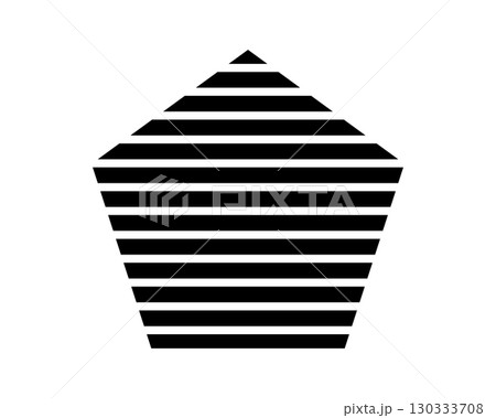 Striped pentagon shape isolated on white background. Streaked basic geometric form. Simple design element. Vector graphic illustration 130333708