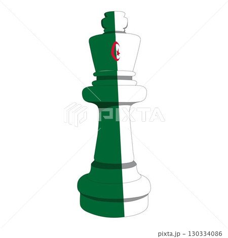 Algeria national flag with chess king piece Algeria national flag with chess king piece 130334086