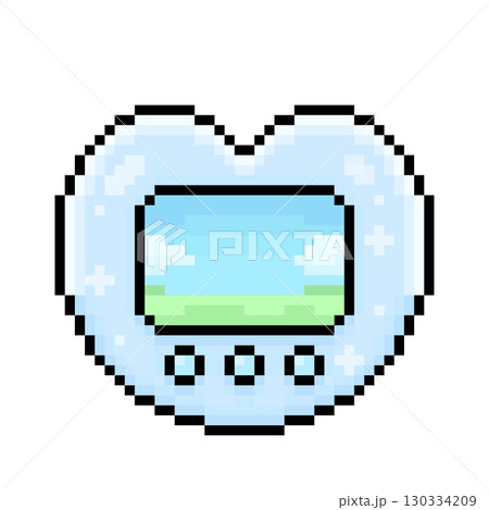 かわいいハートのゲームイラスト　水色 130334209