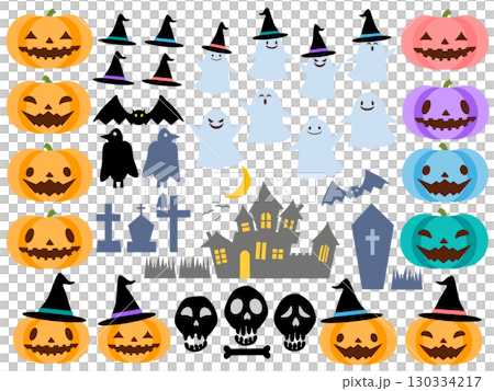 楽しくてかわいいハロウィンのイラストセット~行事5 楽しくてかわいいハロウィンのイラストセット~行事5 130334217