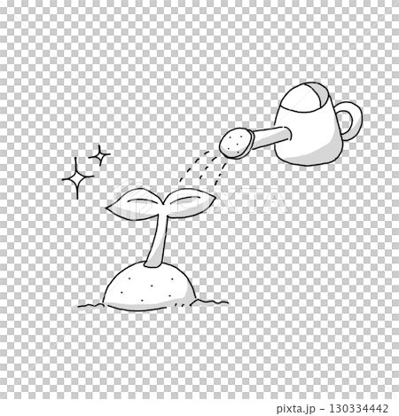 シンプルな水やりのイラスト 130334442