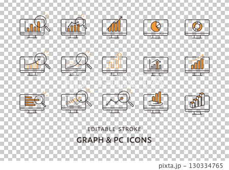 各種圖表和計算機圖標集 130334765