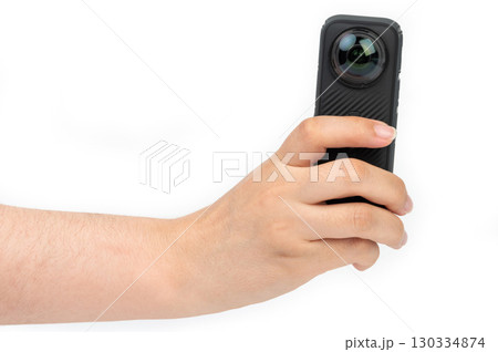 Action camera in hand Action camera in hand 130334874