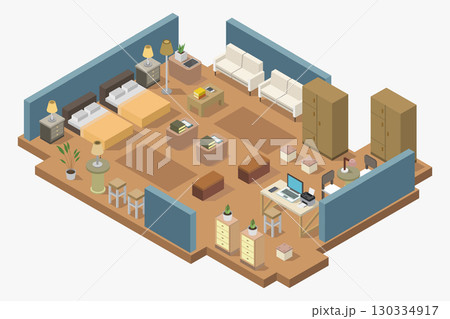 Isometric bedroom 130334917