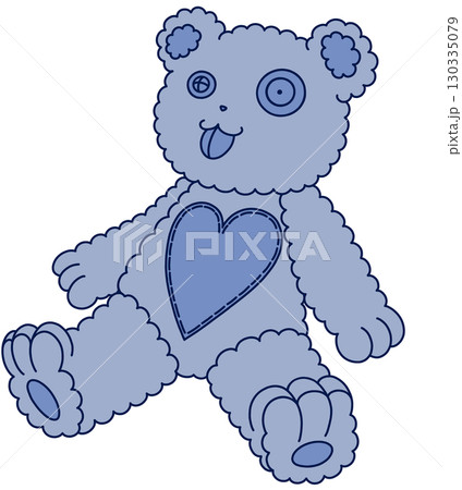 シンプルでかわいい青いクマのぬいぐるみのイラスト シンプルでかわいい青いクマのぬいぐるみのイラスト 130335079