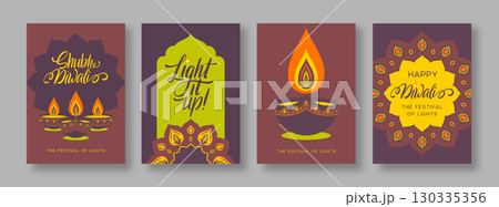 Diwali festival flyers or posters with Indian Rangoli and Diya. Diwali festival flyers or posters with Indian Rangoli and Diya. 130335356