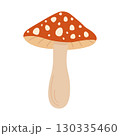 Red fly agaric mushroom. Vector illustration, hand-drawn on a white background 130335460