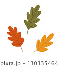 Set of leaves in different colours. Cute leaves drawn by hand. Cosy autumn design. Vector illustration. 130335464