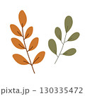 Set of leaves in different colours. Cute leaves drawn by hand. Cosy autumn design. Vector illustration. 130335472