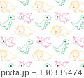 A pattern of cute dinosaurs. Vector outline illustration 130335474